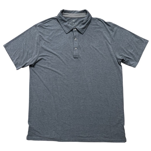 Free Fly Polo Shirt Mens XL Short Sleeve Performance Stretch Bamboo Viscose Gray - Picture 1 of 6